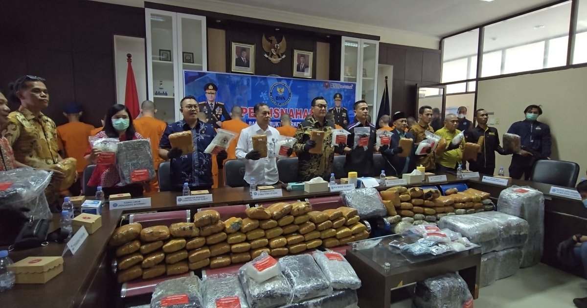 BNNP Sumut Musnahkan Ratusan Kilo Narkoba dari 10 Kasus, 20 Tersangka Terancam Hukuman Mati