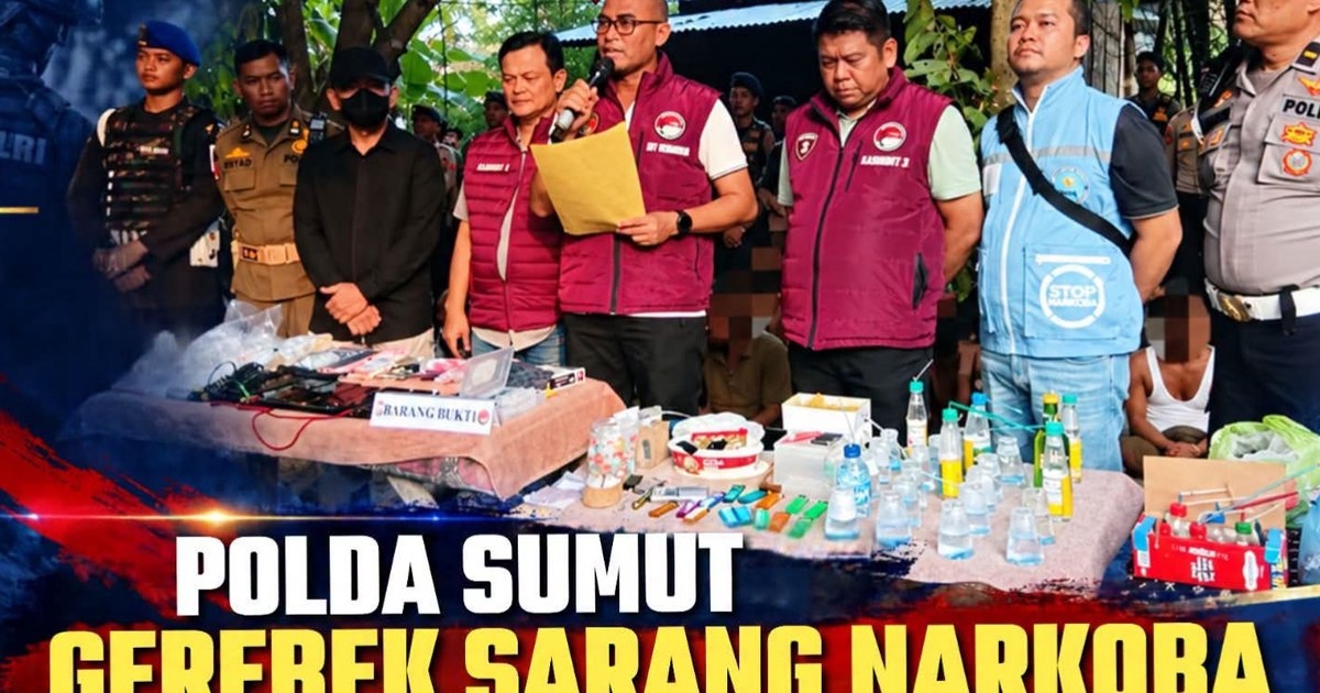Polda Sumut dan Tim Gabungan Gempur Sarang Narkoba Percut Sei Tuan: 37 Orang Diringkus, Koin Judi Hingga Celurit Disita