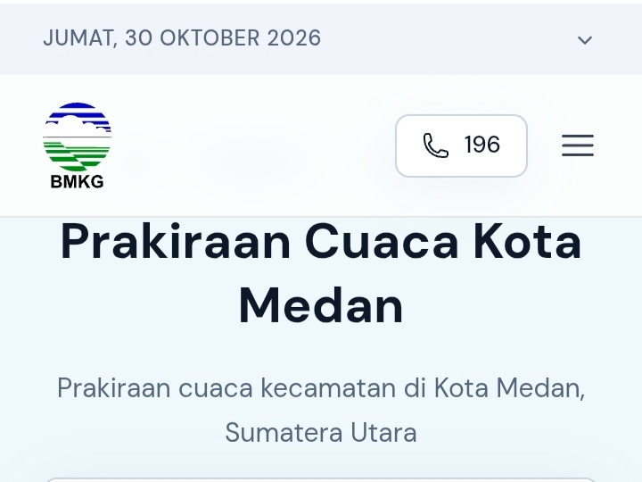 Prakiraan Cuaca Kota Medan dan Sekitarnya Sepekan ke Depan, Dominasi Kondisi Berawan hingga Potensi Hujan Ringan