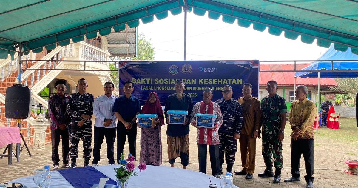 Sambut HUT TNI Ke-81, Lanal Lhokseumawe dan Mubadala Energy Gelar Baksos Serta Pengobatan Gratis di Aceh Utara