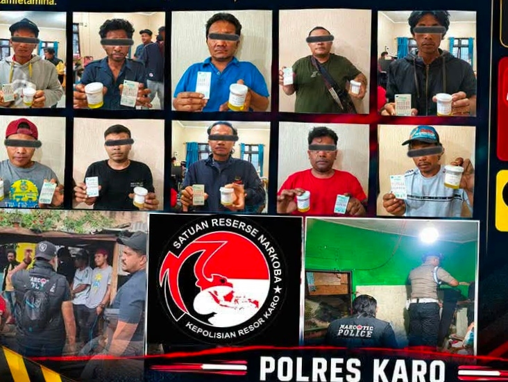 Tim Gabungan Polres dan BNNK Karo Obrak-Abrik Dua Lokasi di Kabanjahe, 10 Orang Diringkus