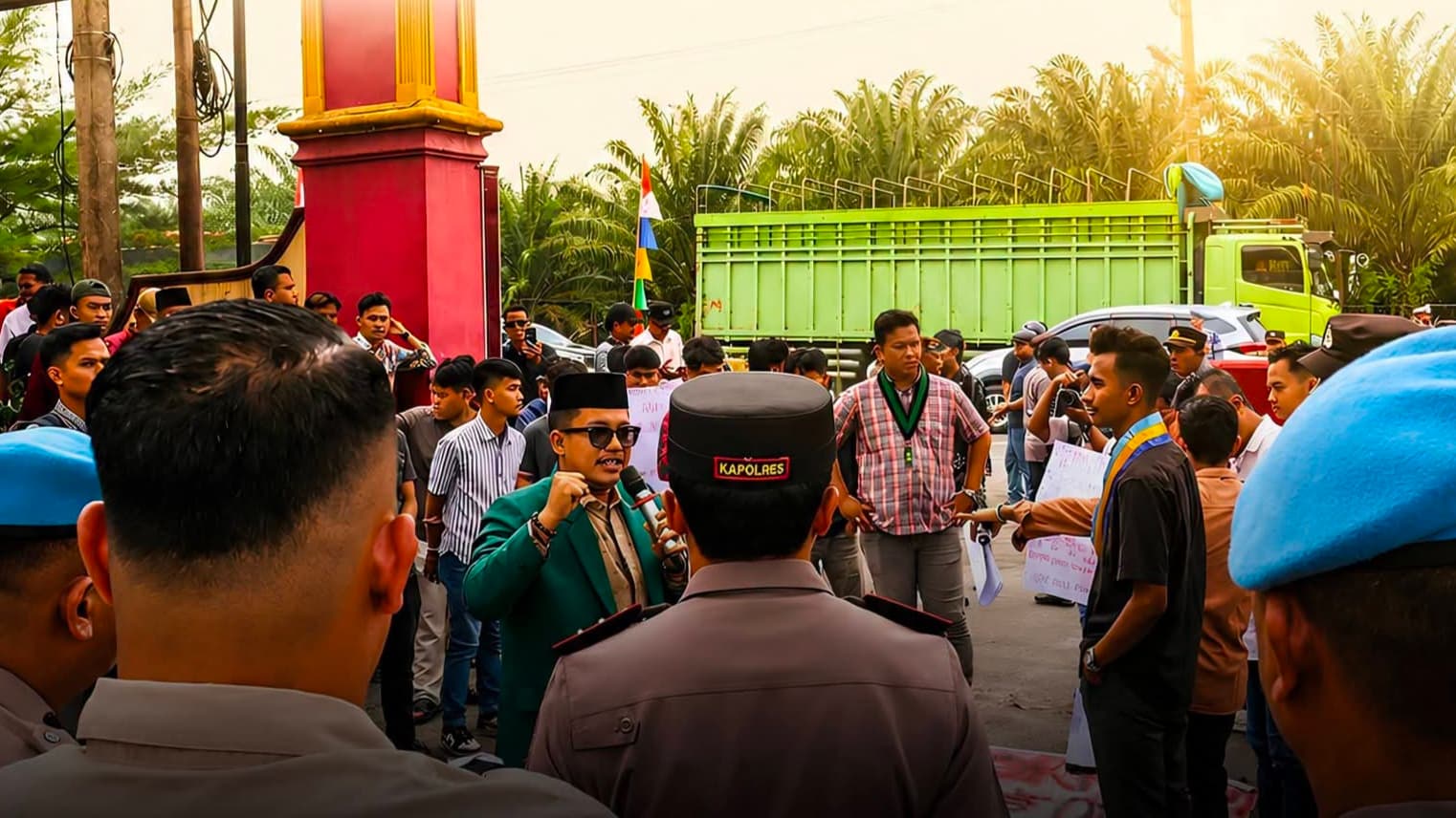 Kericuhan Nyaris Pecah! Massa Aktivis Serbu Mako Polres Asahan terkait Dugaan CPO Ilegal dan Premanisme