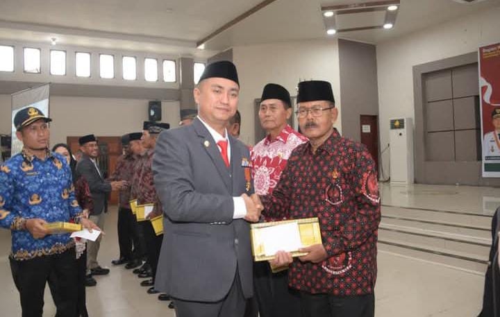 Bupati Hendri Yanto Sitorus Terima Medali Kejuangan 9 Windu Kemerdekaan RI dari DHD 45 Sumut